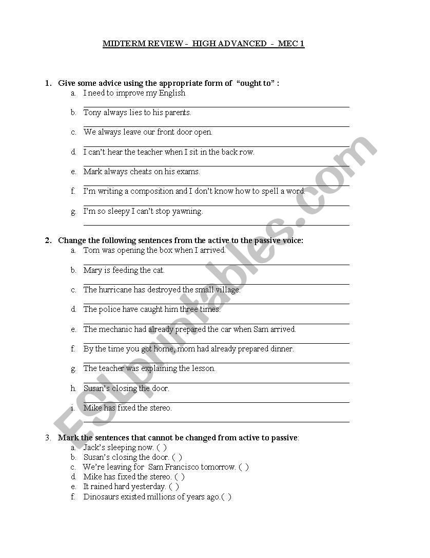 ENGLISH TEST worksheet