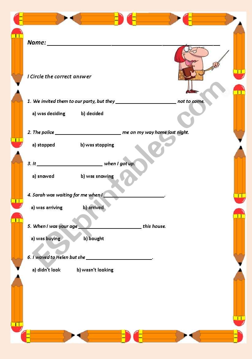 Past Simple or Continuous worksheet