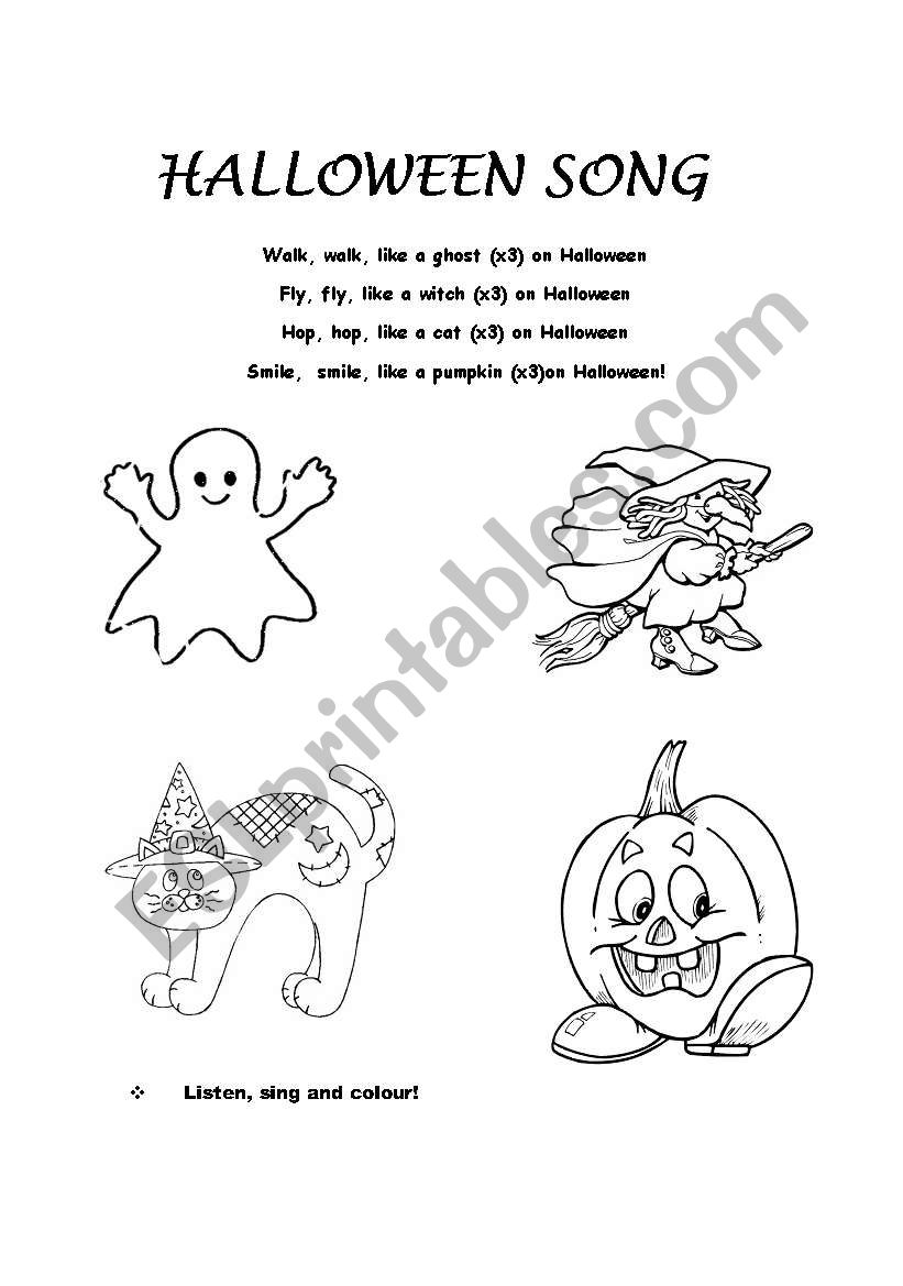 halloween song children worksheet