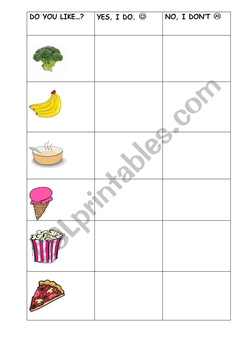 Do you like...? worksheet