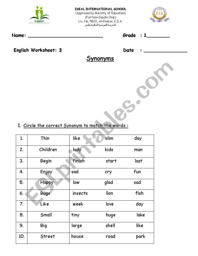 english-worksheets-synonym