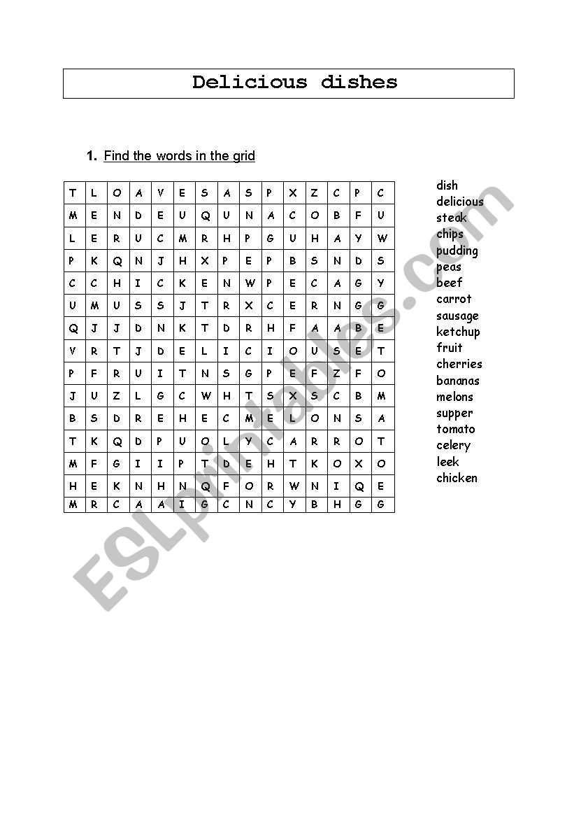delicious dishes worksheet