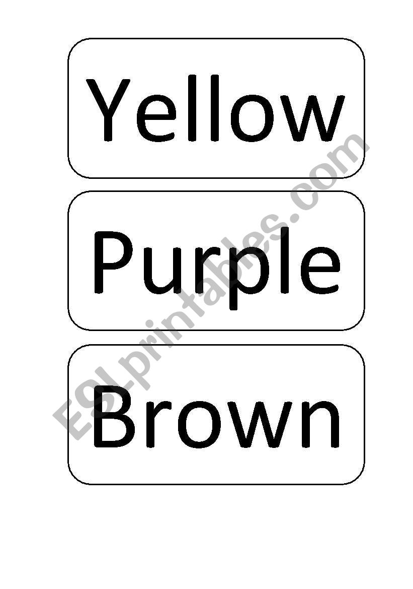 Color flash card worksheet