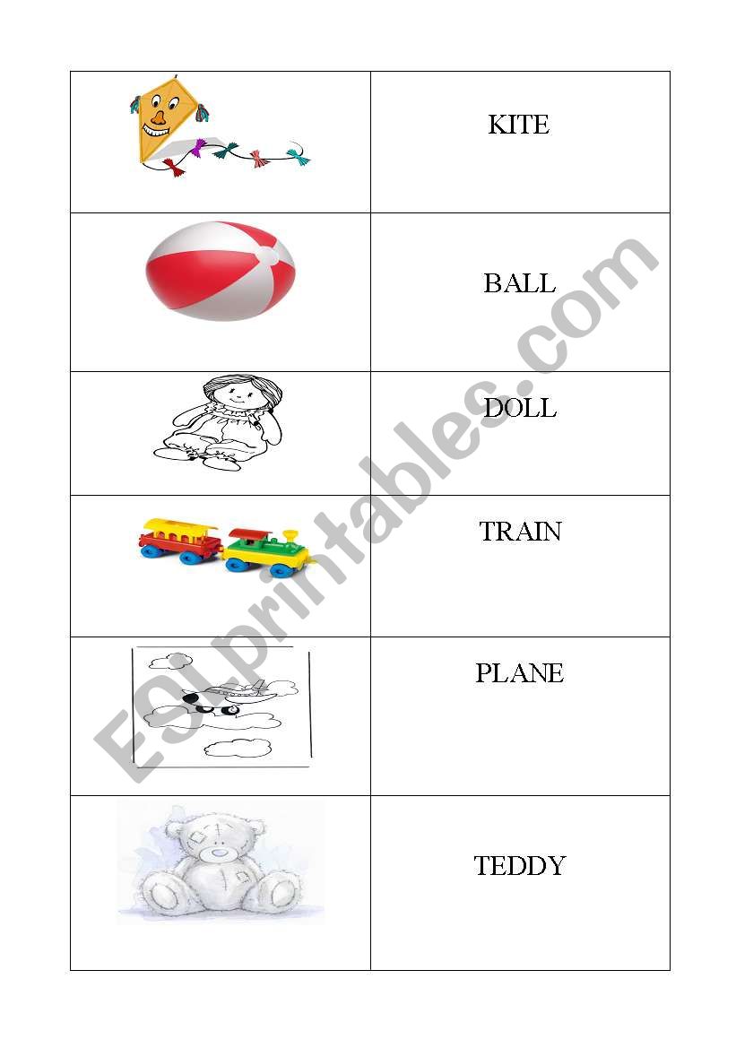 toys memory worksheet