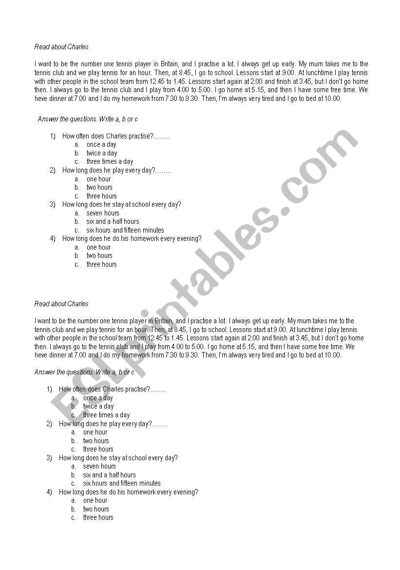 Personal Information worksheet