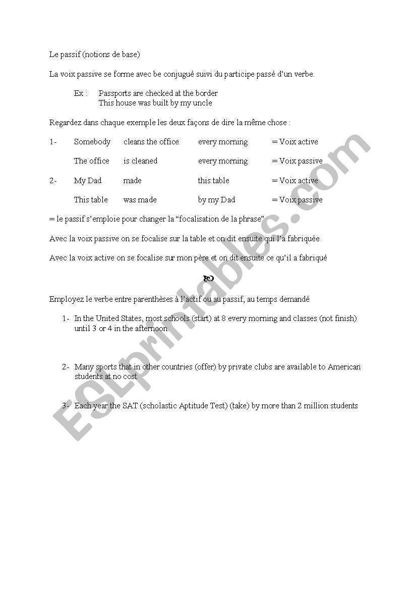 the passive worksheet