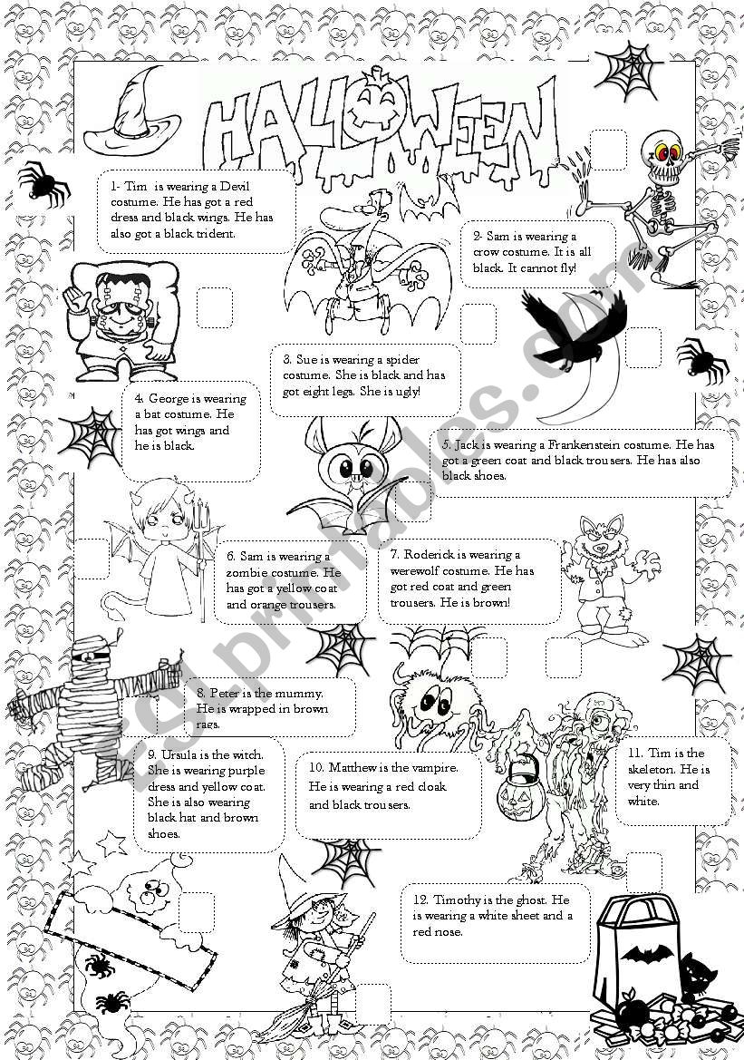 Kids at Halloween party - ESL worksheet by claudiafer
