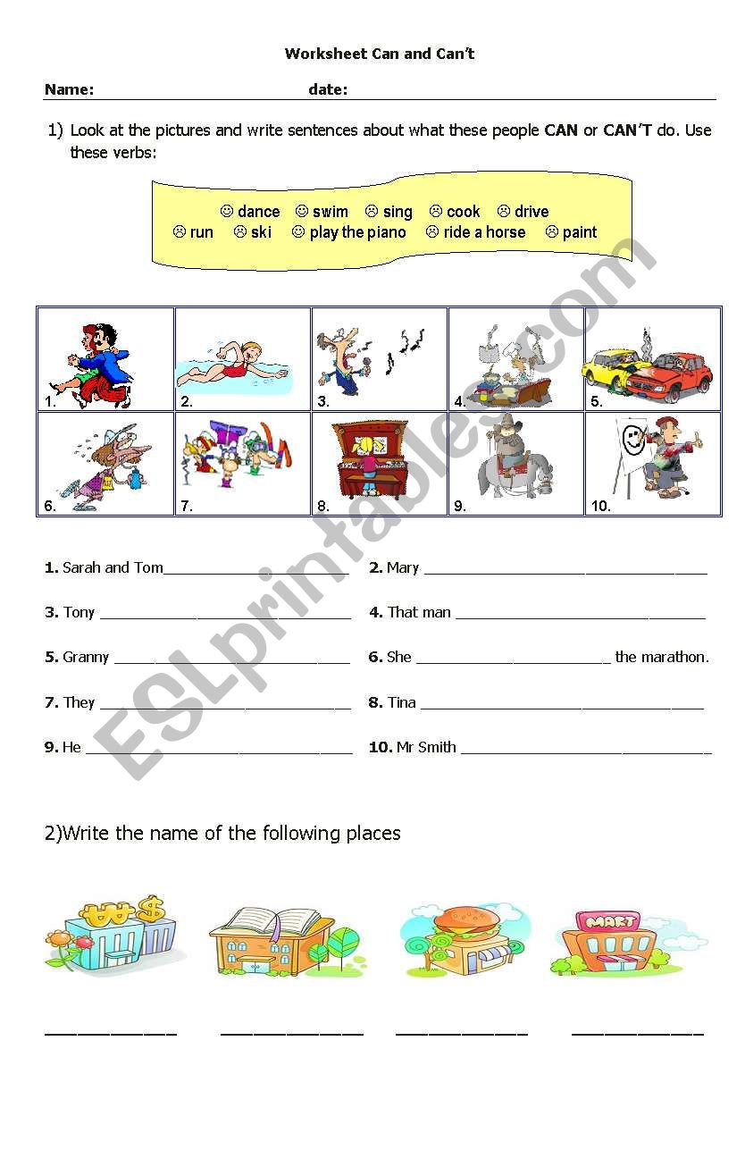 Can and Can´t - ESL worksheet by Yurany21