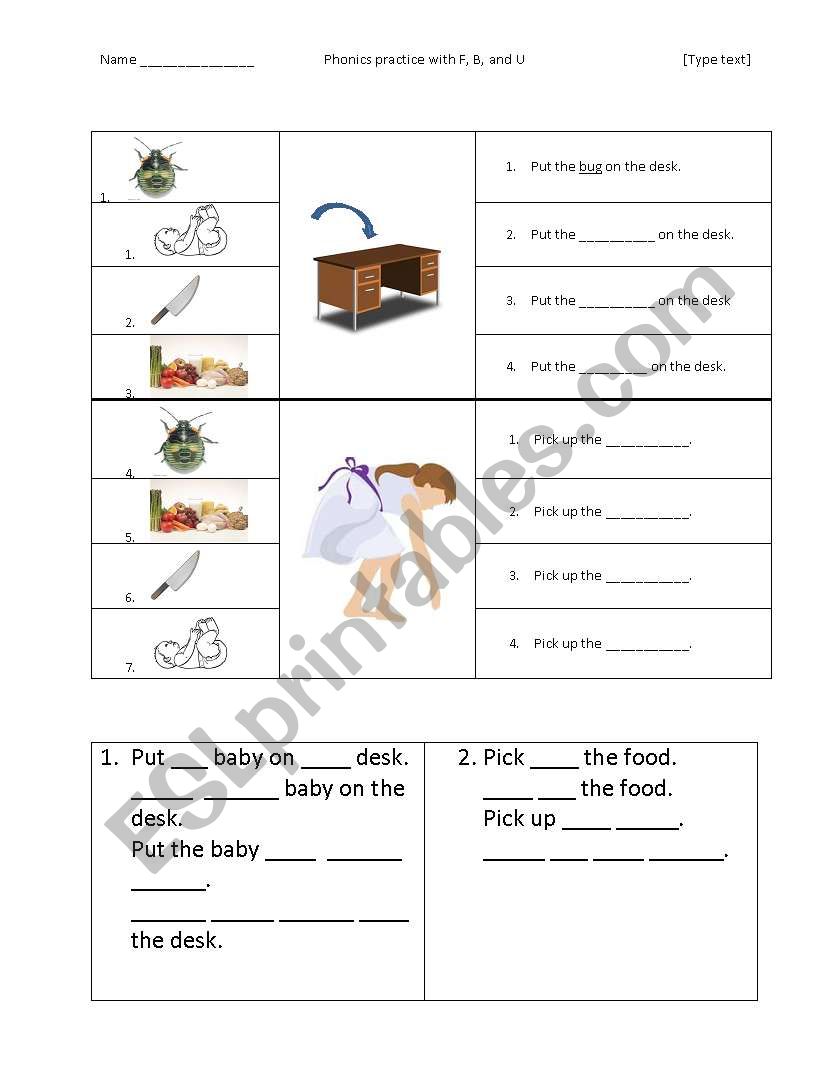 consonant sound practice with pick up & put on