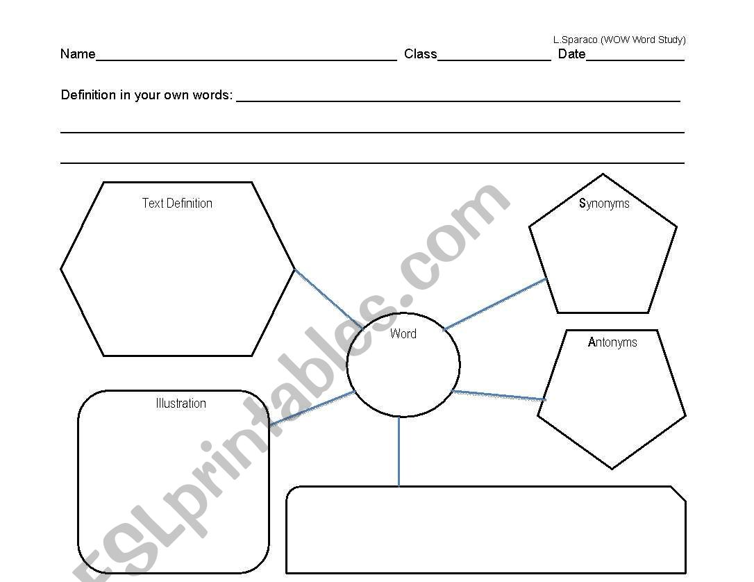 Vocabulary Word Study Worksheet