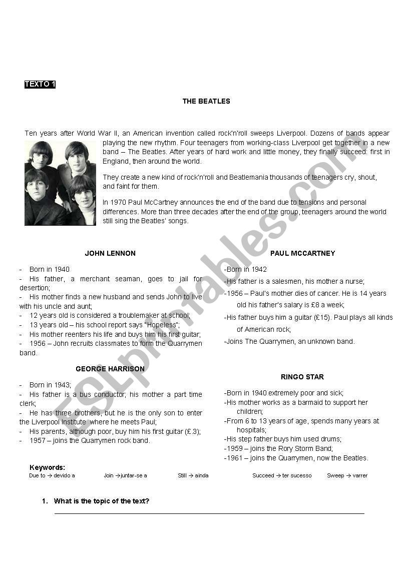 The Beatles worksheet