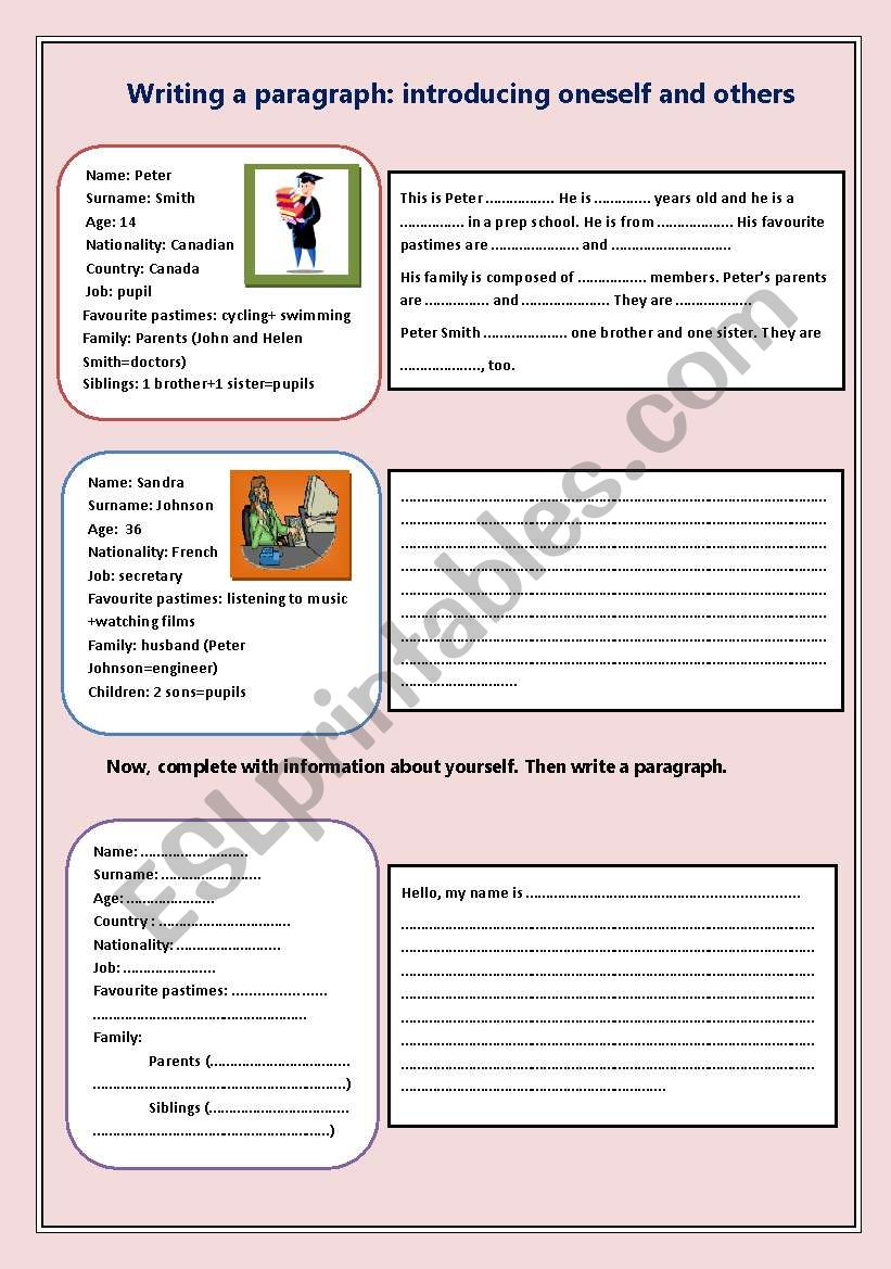 writing a paragraph - ESL worksheet by  nessrine4 Within Writing A Paragraph Worksheet