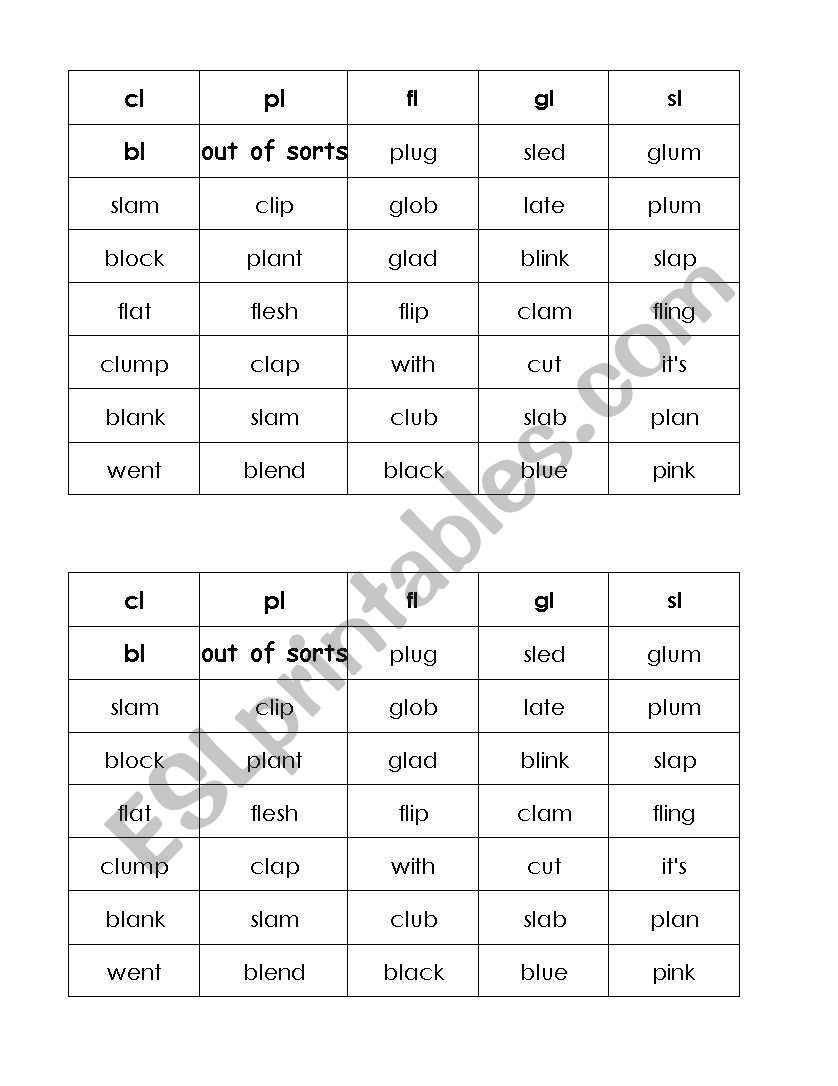 Beginning Blend Sort worksheet