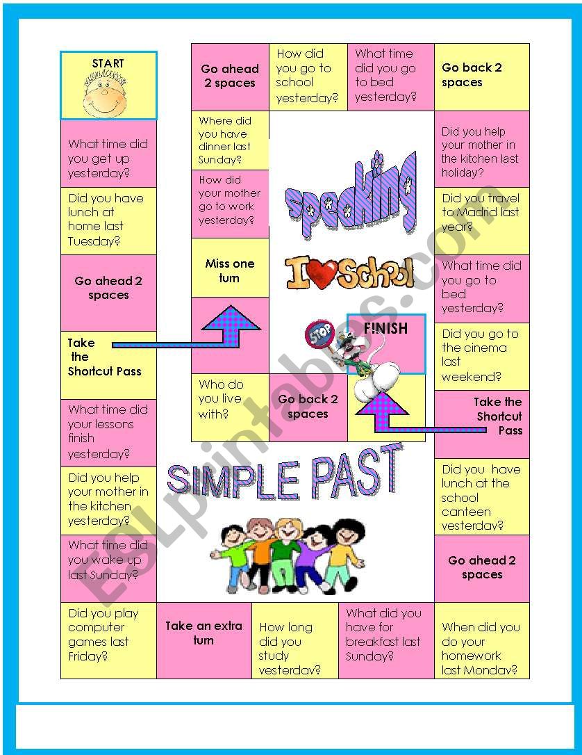 Simple Past Speaking Activity GAME ESL Worksheet By Miss o