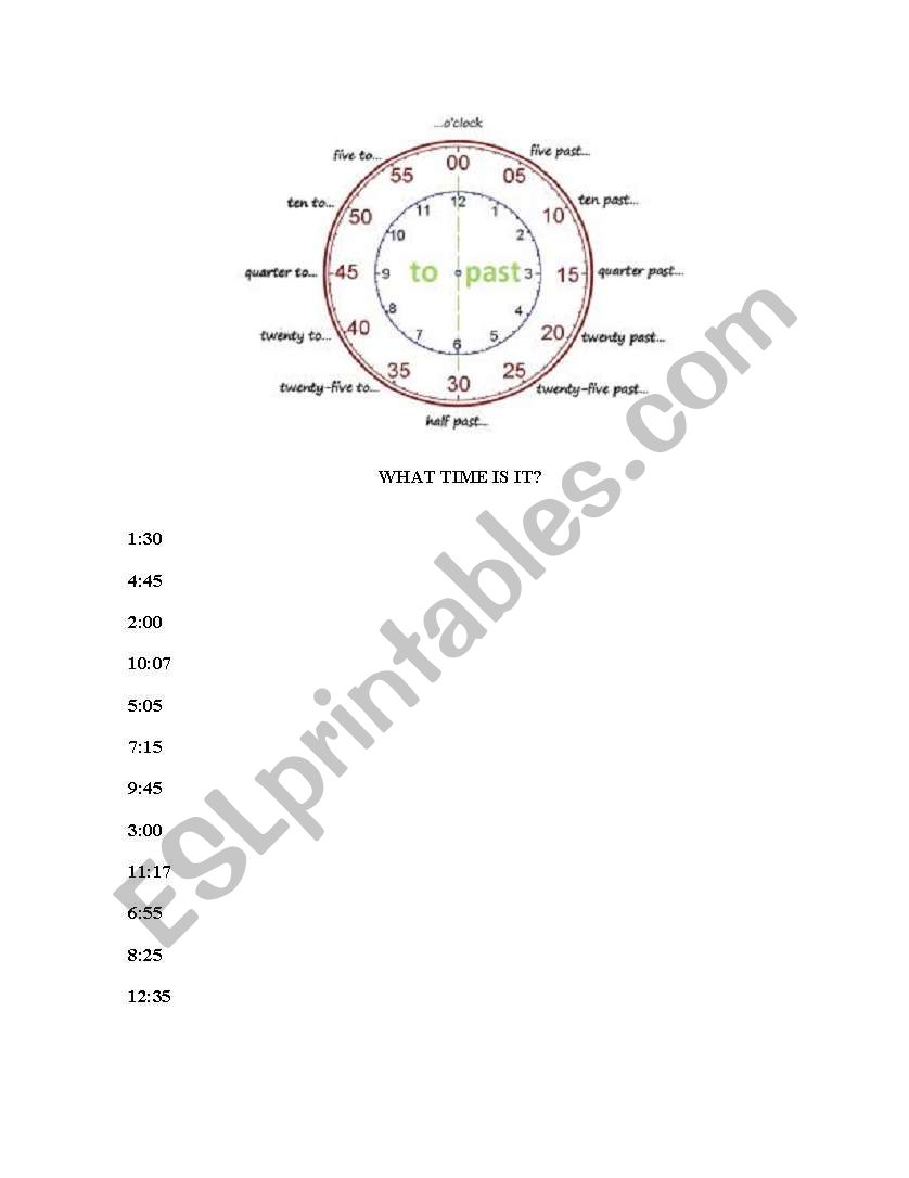 WHAT TIME IS IT? worksheet