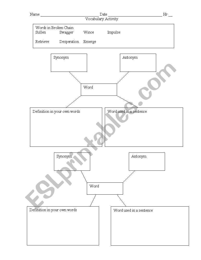 vocabulary web worksheet