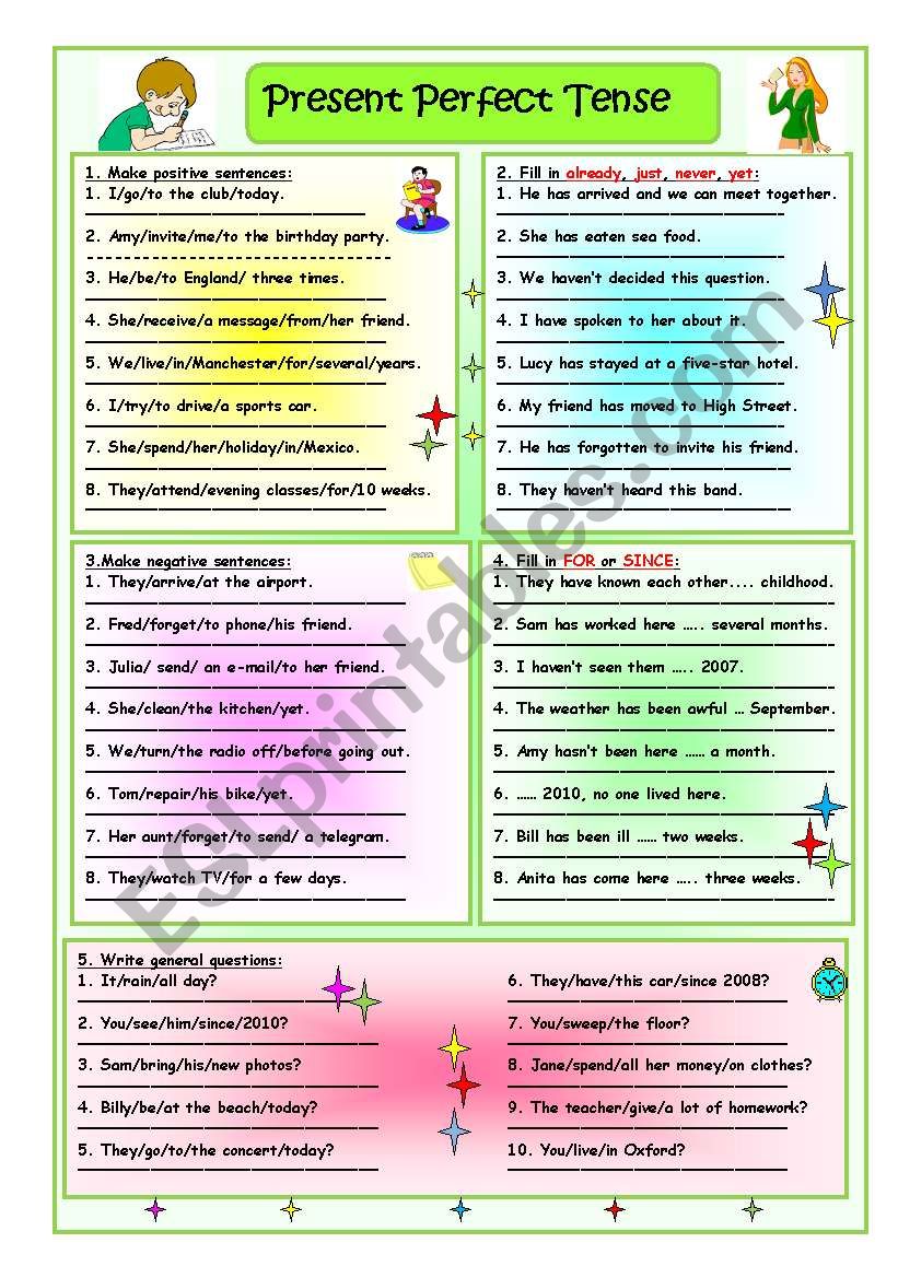 Present Perfect Tense ESL Worksheet By Tmk939