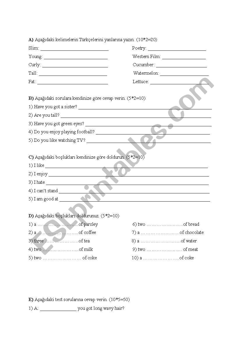 quiz worksheet