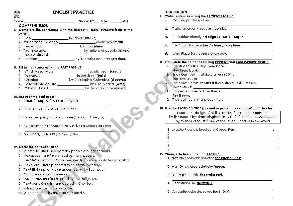 passive voice worksheet