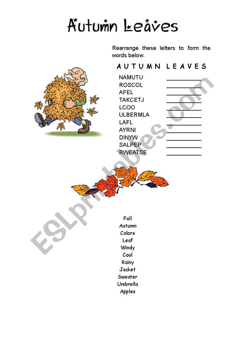autumn leaves worksheet
