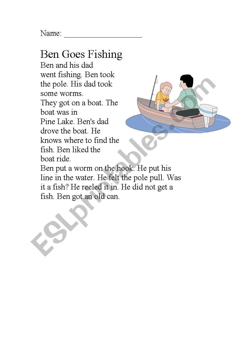 Fishing worksheet