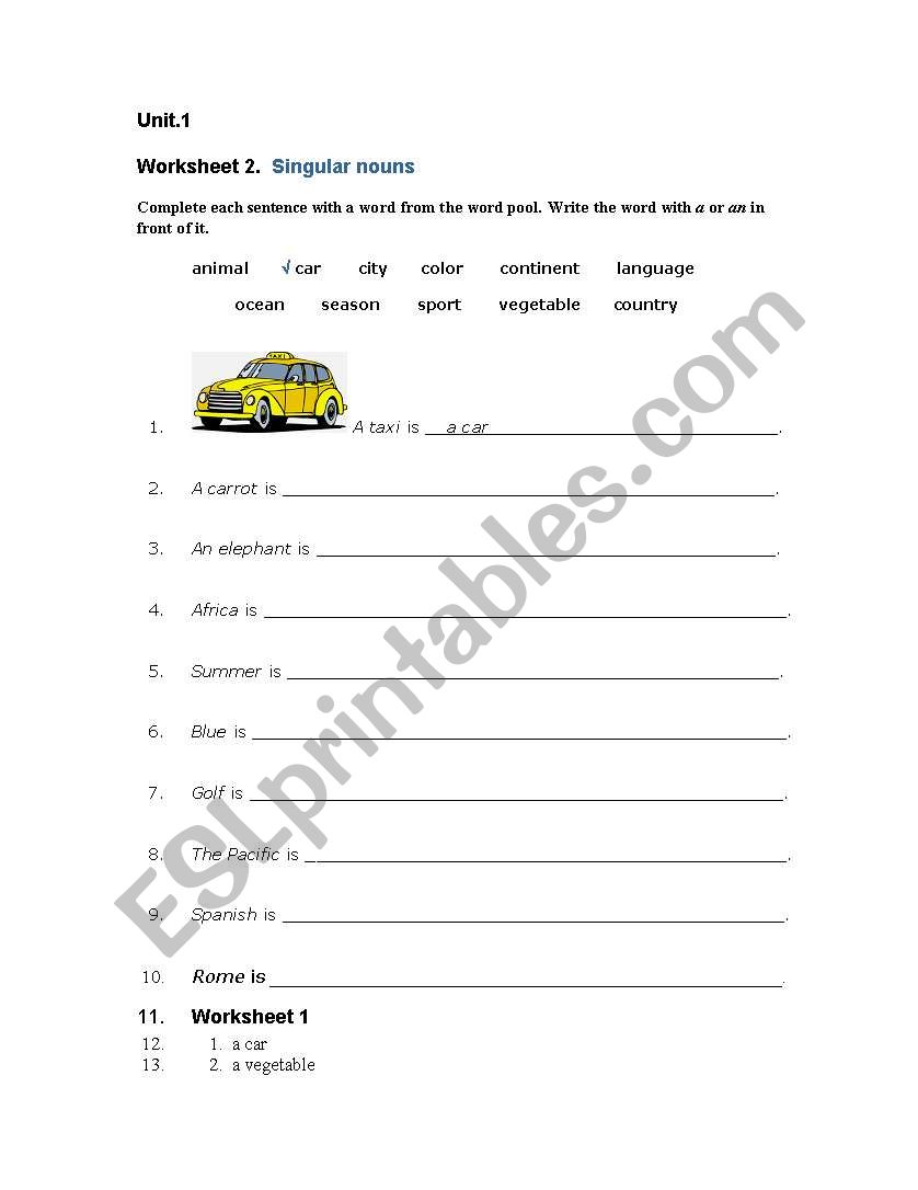 A-an worksheet