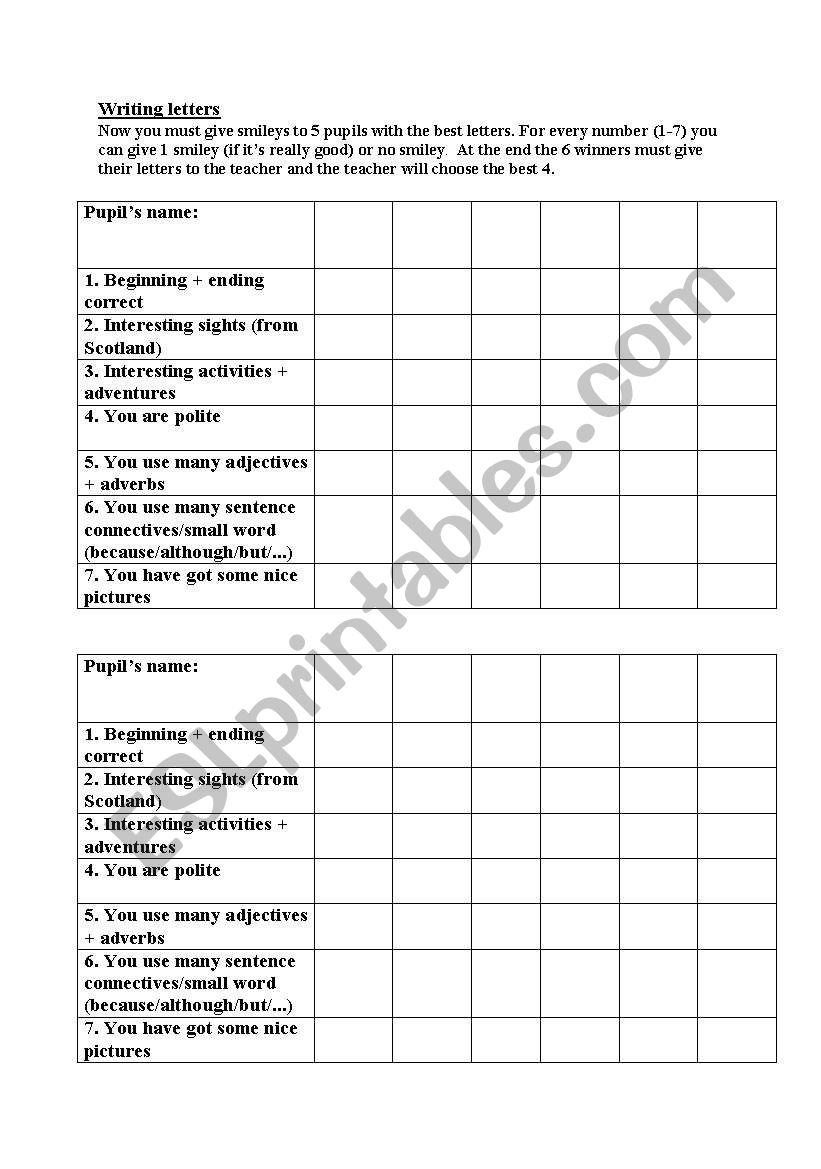 Writing letters worksheet