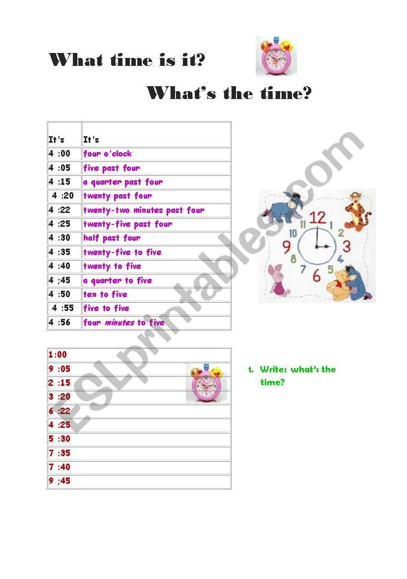 Whats the time? worksheet