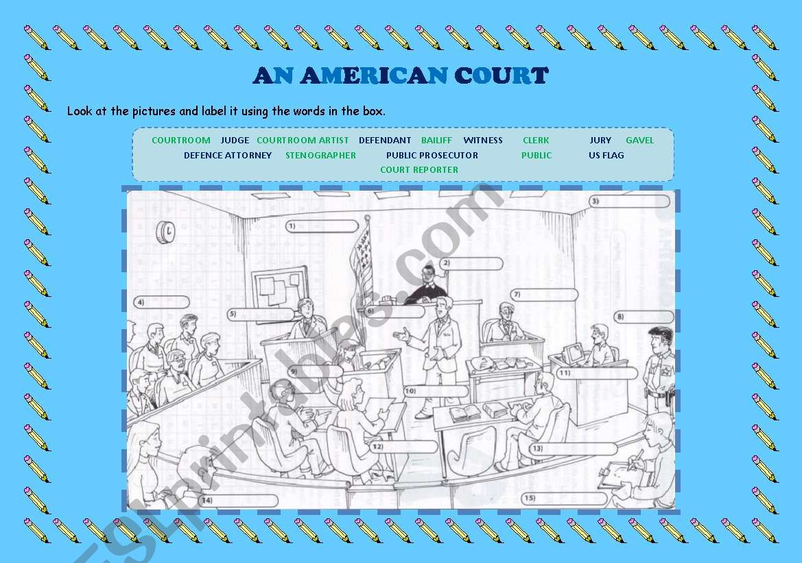 AN AMERICAN COURT worksheet