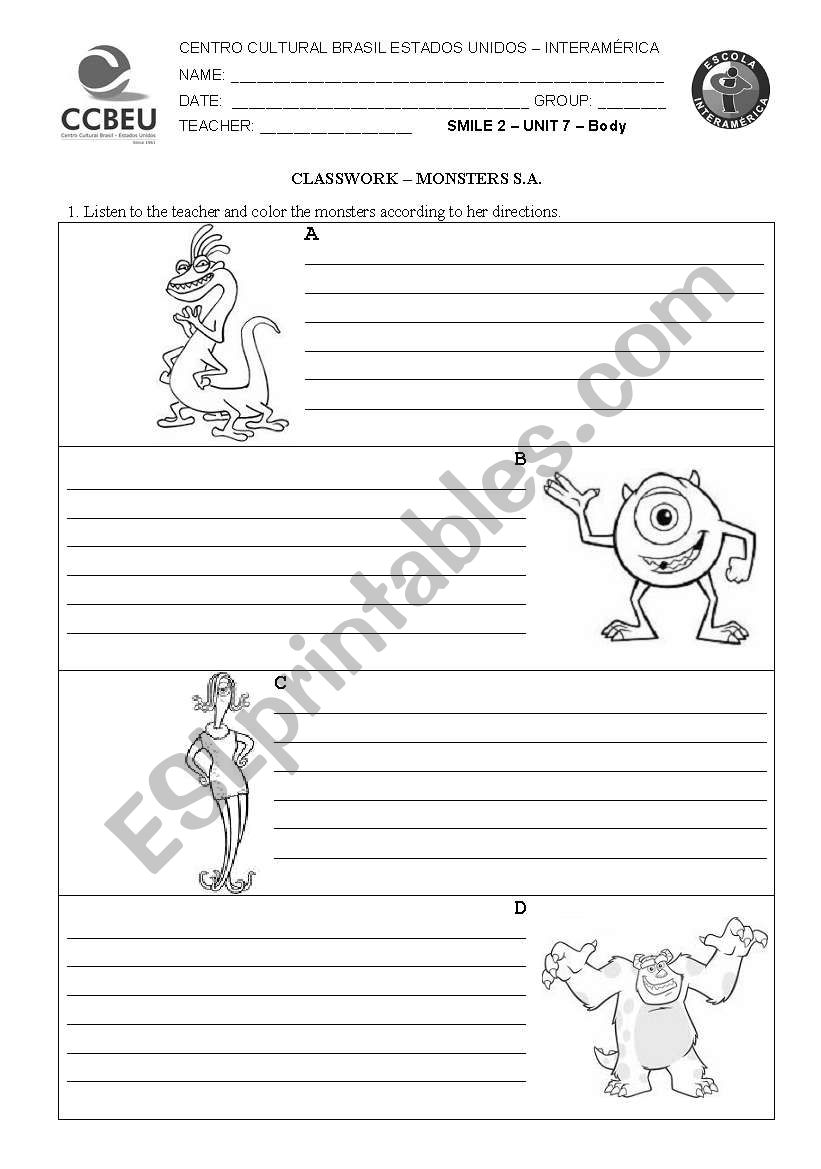 Listen and write worksheet