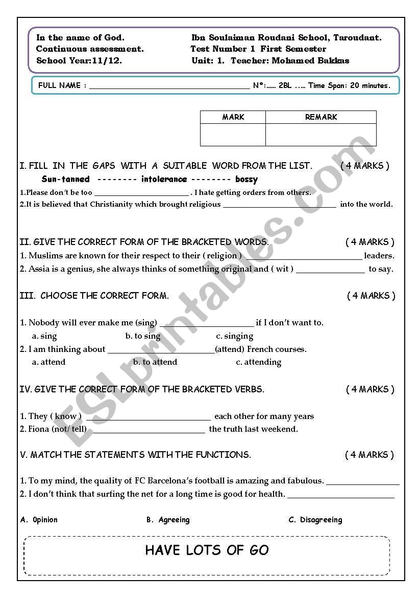 a third quiz for moroccan bac students