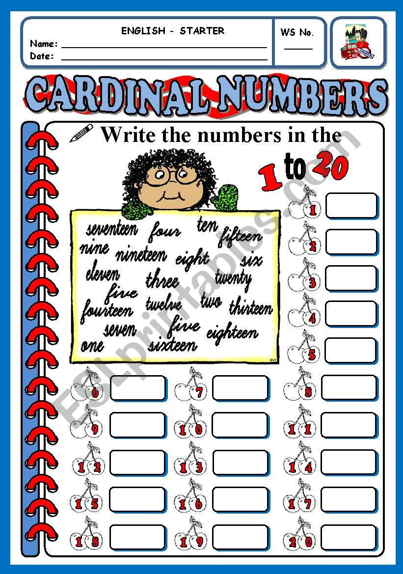 CARDINAL NUMBERS ESL Worksheet By Xani