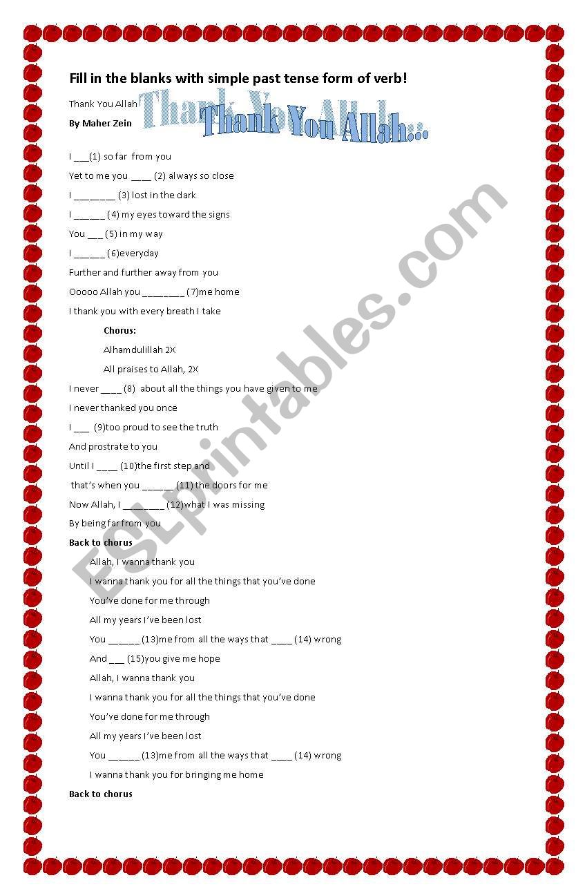 Listening Maher Zein Song worksheet