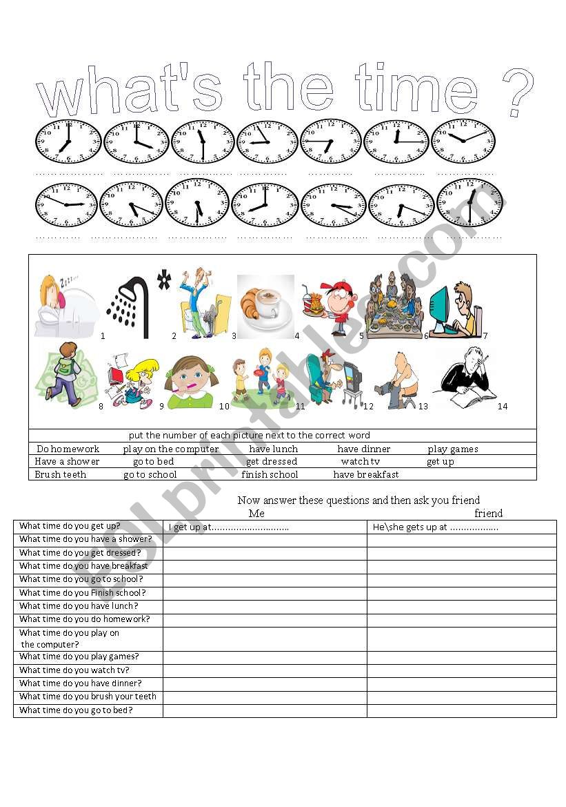 what´s the time? - ESL worksheet by primpi