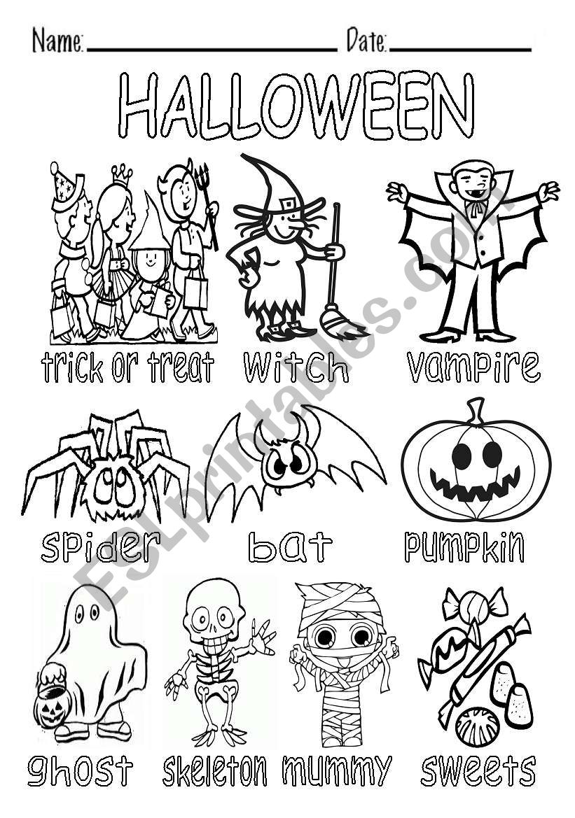 HALLOWEEN VOCABULARY ESL Worksheet By Elenarobles29