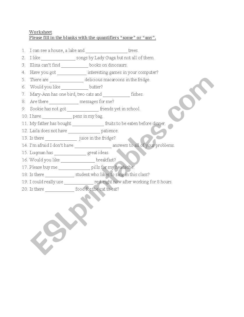 some and any worksheet