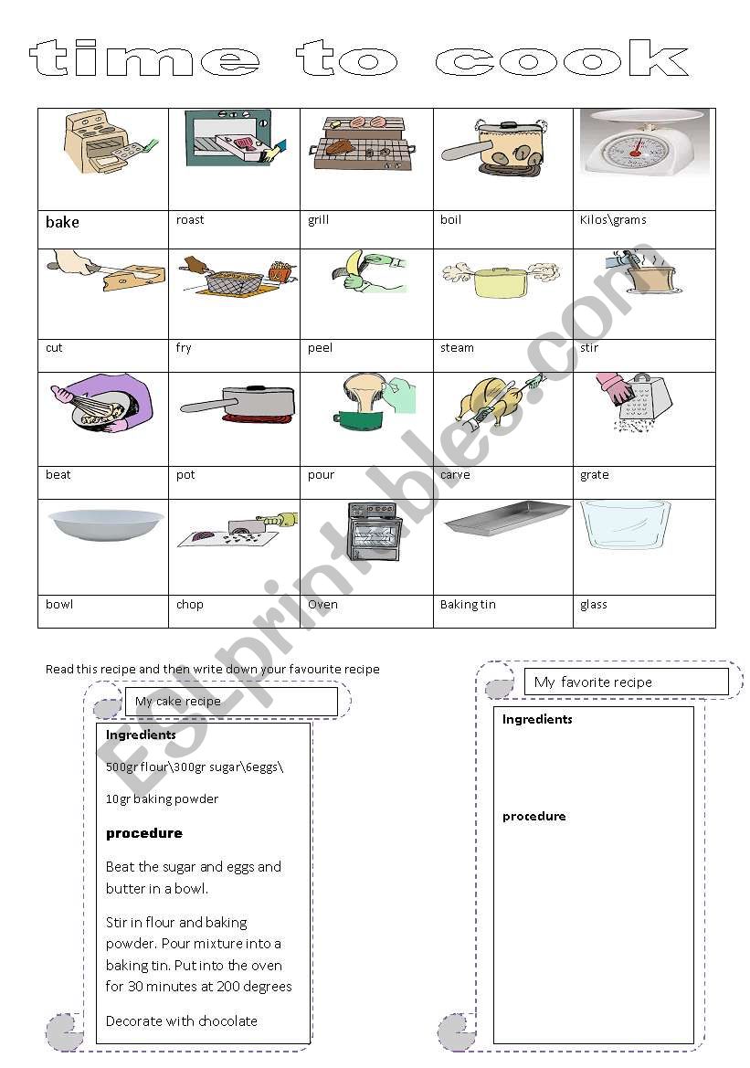 Time To Cook ESL Worksheet By Primpi