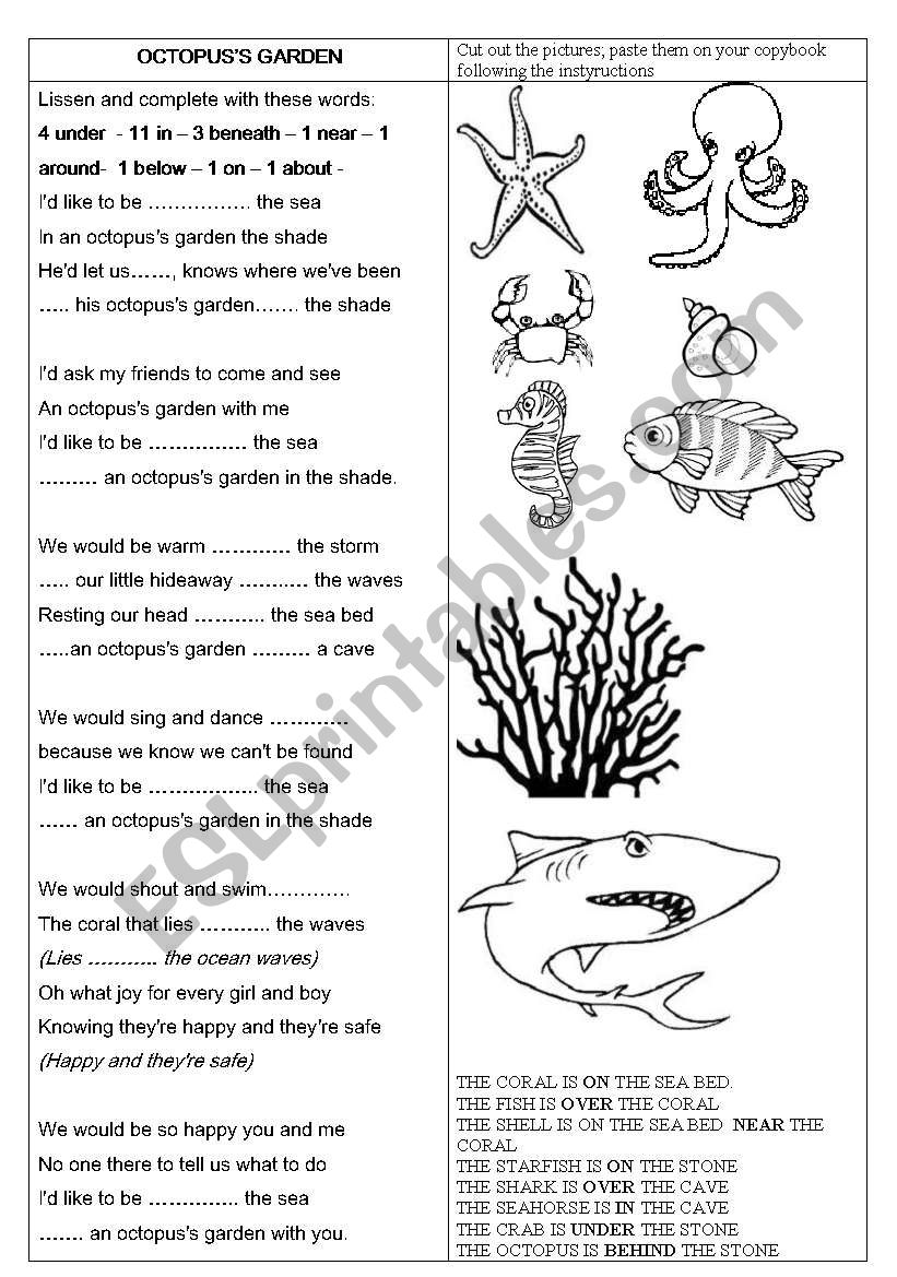 octopussys garden worksheet