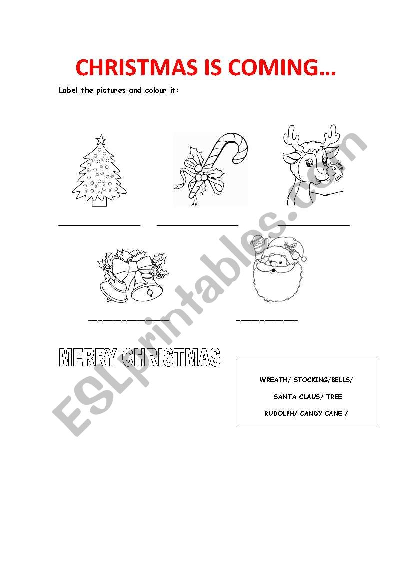 christams is coming worksheet