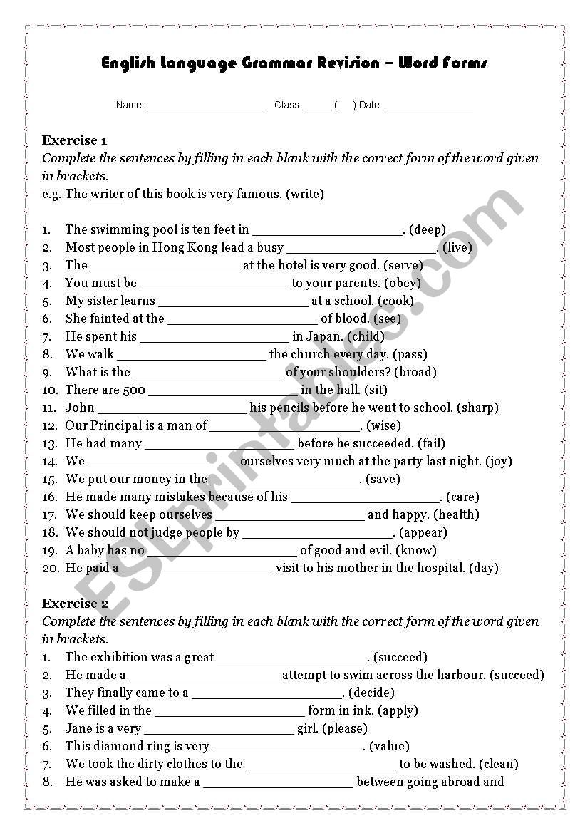 word-form-worksheets