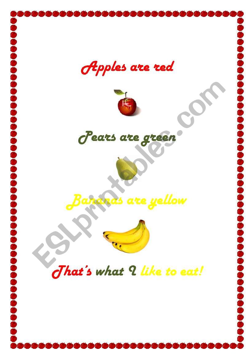 Apples are red worksheet
