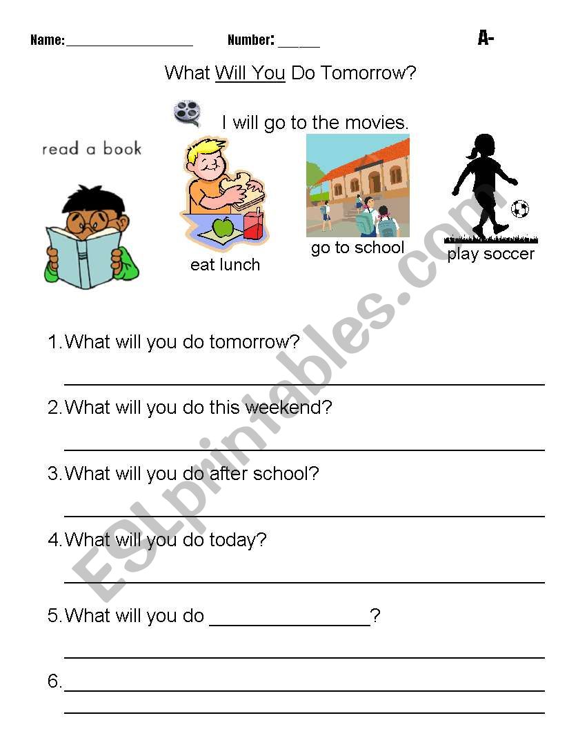 What will you do tomorrow? worksheet