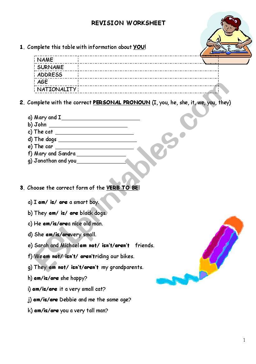 Revision worksheet worksheet