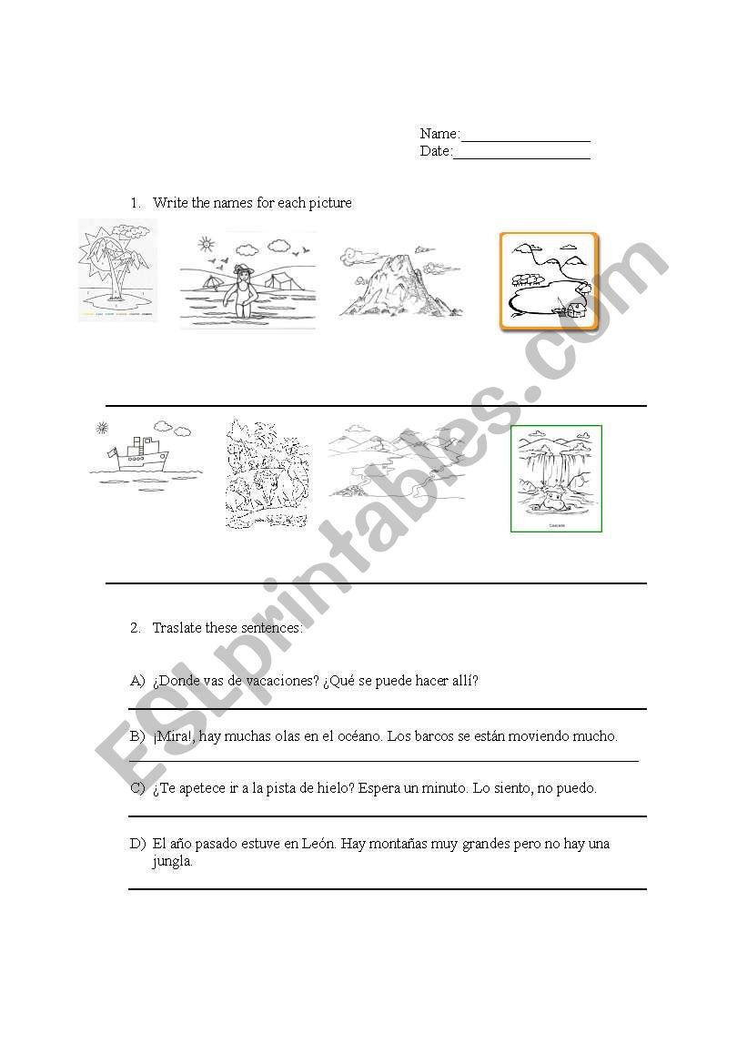 environment elements worksheet