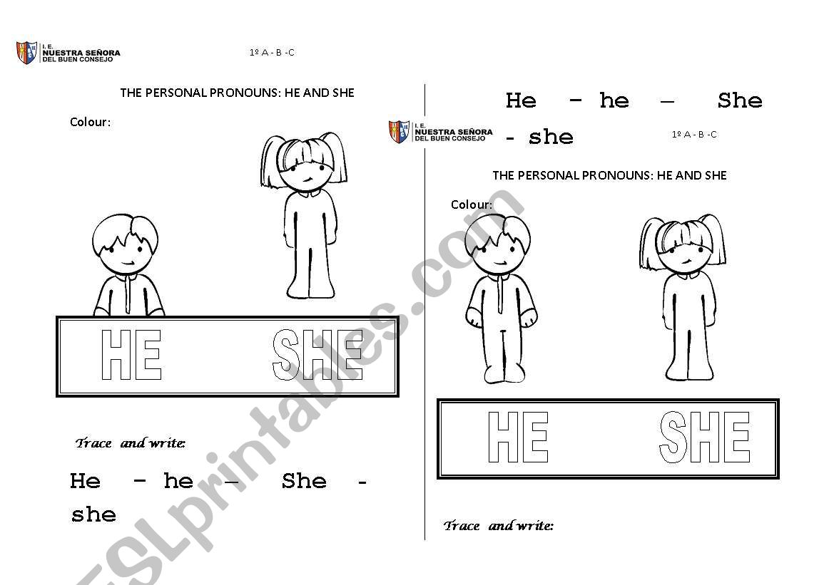 HE - SHE worksheet