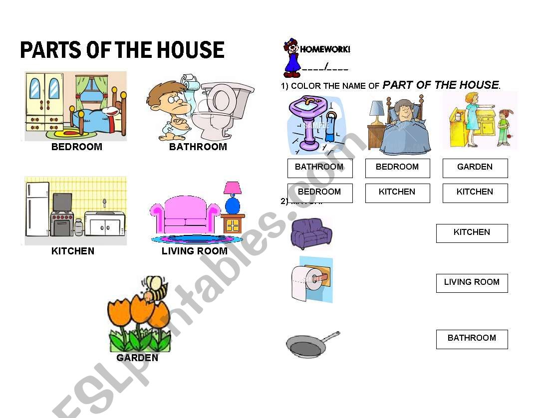 PARTS OF THE HOUSE worksheet