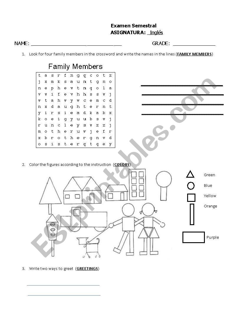 family worksheet