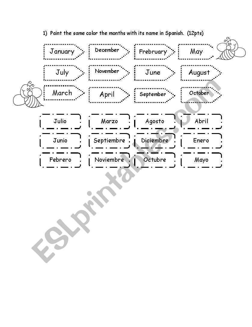 months of the year worksheet