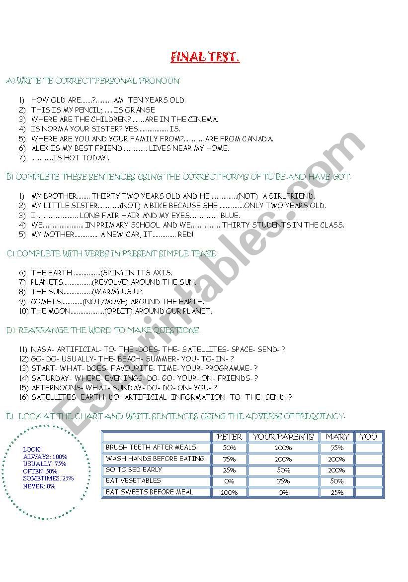 FINAL TEST worksheet