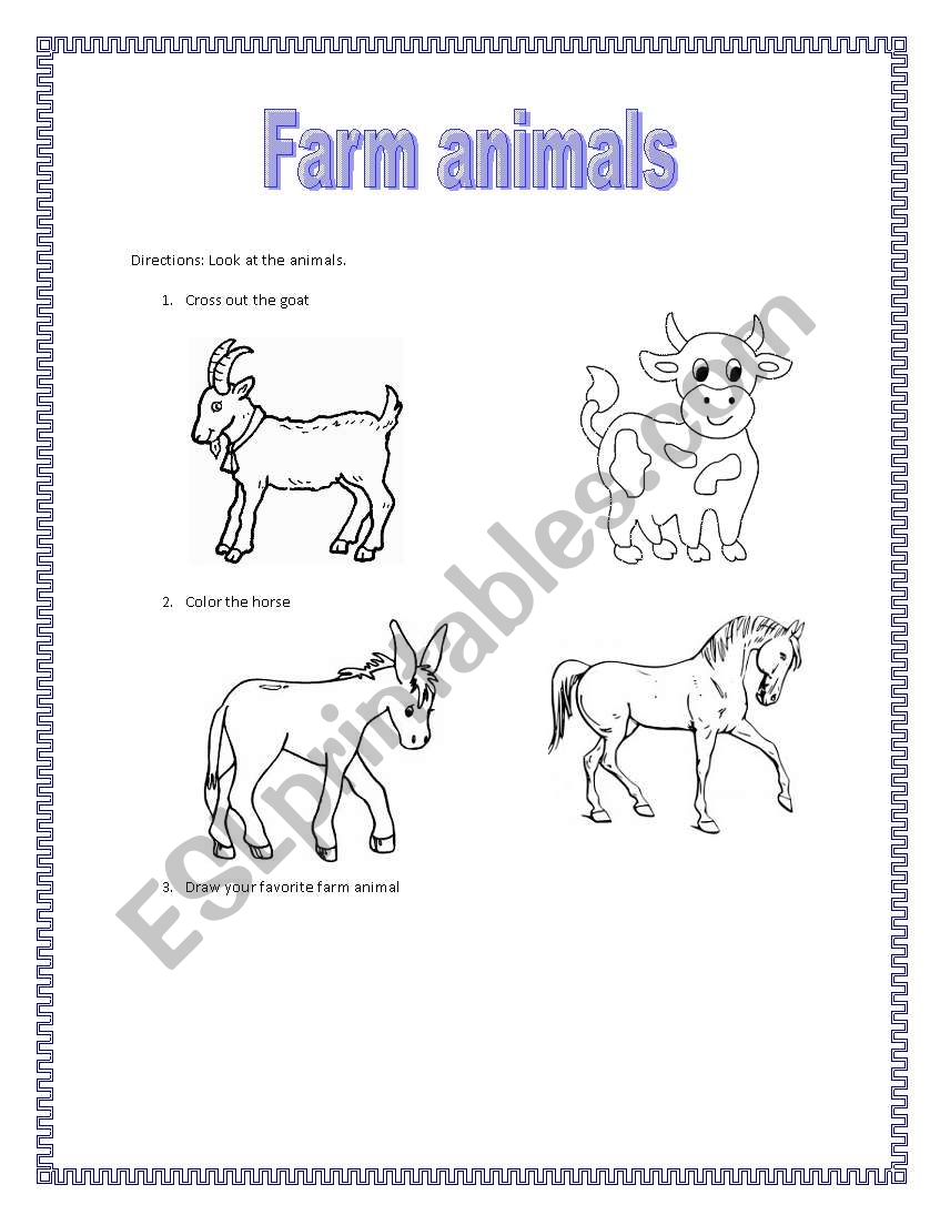 Farm animal worksheet